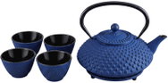 AROMELIO Tsuko cast iron teapot with filter, cups and saucer, 1.25L, pomegranate - Tea Kettle