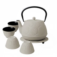 AROMELIO Cast iron teapot with cups and base KOGA, 1200 ml, grey - Tea Set
