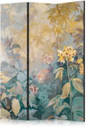 Artgeist tapestry pattern with meadow and flowers, single-sided, 135 × 172 cm, white - Room Divider