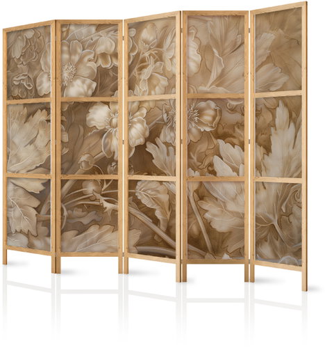 Artgeist carved baroque ornaments 225 × 172 cm, white - Room Divider - Main image