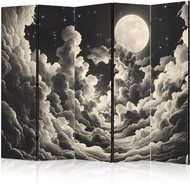 Artgeist Moon and stars singing among big clouds, single-sided, 225 × 172 cm, white - Room Divider