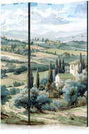 Artgeist Landscape with green fields and trees, double-sided, 135 × 172 cm, beige - Room Divider