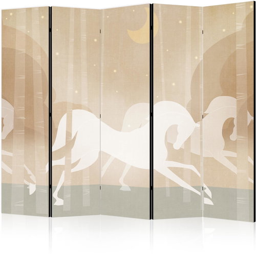 Artgeist Moon horses, single-sided, 225 × 172 cm, white - Room Divider - Main image