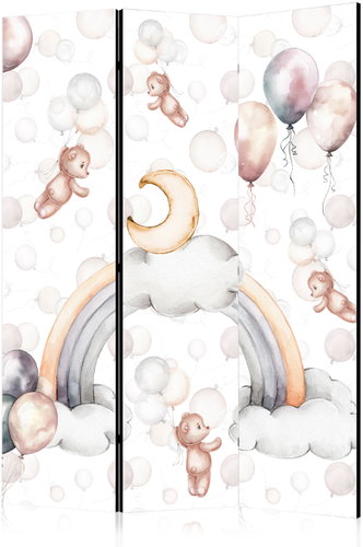 Artgeist Plush bears with balloons, single-sided, 135 × 172 cm, white - Room Divider - Main image