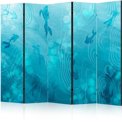 Artgeist Koi fish under water, single-sided, 225 × 172 cm, blue - Room Divider - Main image