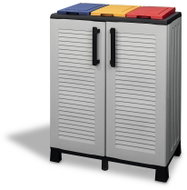 ARTPLAST Linea Family 2-Door Recycling Cabinet with 3 Coloured Lids - Rubbish Bin