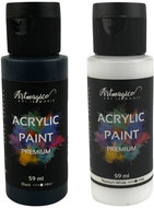 Artmagico Premium 59 ml, Black and Titanium White, pack of 2 - Acrylic Paints