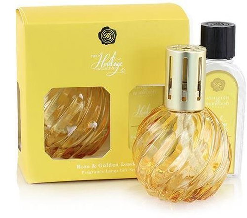 Ashleigh & Burwood Gift set of GOLD catalytic lamp and ROSE & GOLDEN LEATHER cartridge - Fragrance Lamp - Main image