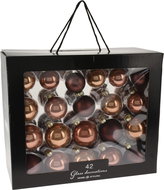 EH Excellent Houseware Skleněné vánoční koule v hnědé barvě, sada 42 ks - Vánoční ozdoby