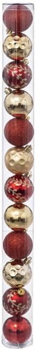 ATMOSPHERA Christmas decorations - plastic flasks, red and gold, diameter 6 cm, 12 pcs - Christmas Ornaments - Main image