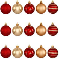 Vánoční koule LUSS DECO, červená  a zlatá barva, sada 15 ks - Vánoční ozdoby