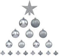 FÉÉRIC LIGHTS AND CHRISTMAS Christmas ornaments - balls with star, silver, 18 pcs - Christmas Ornaments