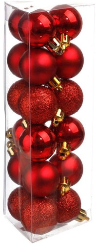 ATMOSPHERA Christmas decorations - plastic flasks, red, diameter 3 cm, 18 pcs - Christmas Ornaments - Main image