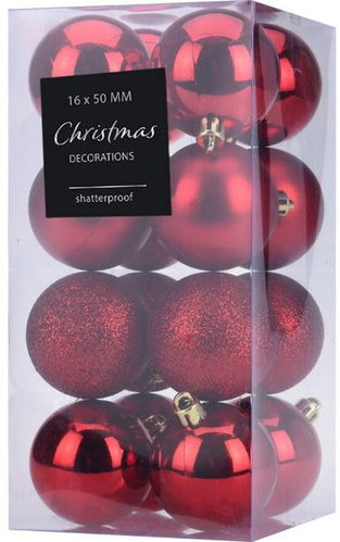 HOME STYLING COLLECTION Christmas ornaments - balls, red, diameter 5 cm, 16 pcs - Christmas Ornaments - Main image
