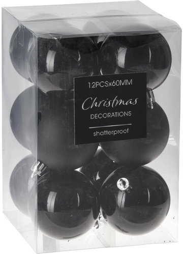 HOME STYLING COLLECTION Christmas ornaments - balls, black, diameter 6 cm, 12 pcs - Christmas Ornaments - Main image