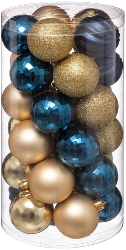 FÉÉRIC LIGHTS AND CHRISTMAS Christmas decorations - balls, gold and dark blue, diameter 6 cm, 30 pcs - Christmas Ornaments - Main image