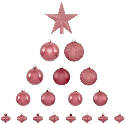 FÉÉRIC LIGHTS AND CHRISTMAS Christmas decorations - balls, pink, 18 pcs - Christmas Ornaments - Main image