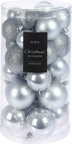 HOME STYLING COLLECTION Christmas ornaments - balls, silver, 30 pcs - Christmas Ornaments - Main image