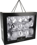 Home Styling Collection Vánoční koule, sada 42 ks, stříbrné - Vánoční ozdoby