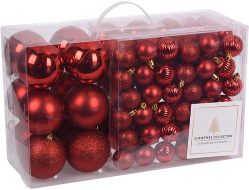 EH EXCELLENT HOUSEWARE Christmas decorations - balls, red, 94 pcs - Christmas Ornaments - Main image