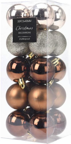 HOME STYLING COLLECTION Christmas ornaments - set, coloured, diameter 4 cm, 20 pcs - Christmas Ornaments - Main image