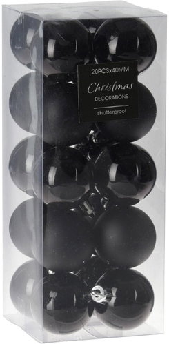 HOME STYLING COLLECTION Christmas ornaments - set, black, diameter 4 cm, 20 pcs - Christmas Ornaments - Main image