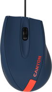 CANYON myš drôtová M-11, 3 tlačidlá, 1000 dpi, pogumovaný povrch, modrá - červené logo - Myš