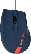 CANYON myš drátová M-11, 3 tlačítka, 1000 dpi, pogumovaný povrch, modrá - červené logo - Myš