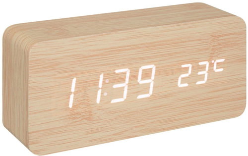 Atmosphera Wooden alarm clock with thermometer Gamiel, 15 × 4 × 7 cm - Alarm Clock - Main image
