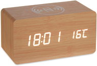 Giftdecor Table clock with wireless mobile phone charger, brown - Alarm Clock