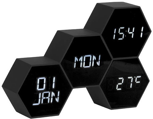 Karlsson Alarm clock SIX IN THE MIX, 12 × 17,5 × 4,5 cm, black - Alarm Clock - Main image