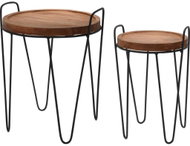 HOME STYLING COLLECTION set of 2, teak wood and metal - Coffee Table