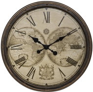 Atmosphera Wall clock TOMY with world map, brown, 51 cm - Wall Clock