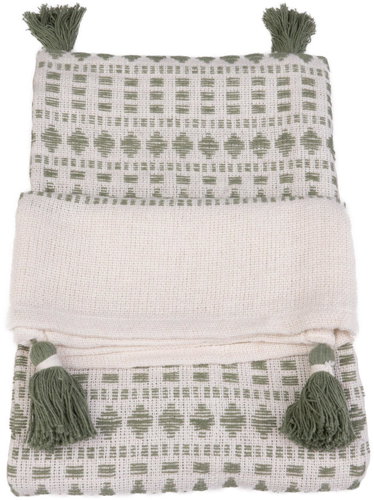 Douceur d'intérieur Tissia Fringed blanket 125 × 150 cm green - Blanket - Main image