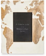 Giftdecor Photo frame 10 × 15 cm, mango wood, world map, white - Photo Frame