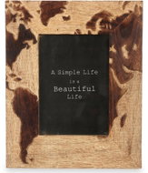 Giftdecor Photo frame 13 × 18 cm, mango wood, world map, brown - Photo Frame