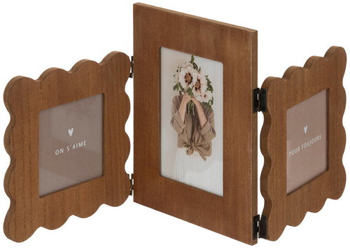 Atmosphera Standing photo frame BRIANA, 3 photos, ruffle pattern, 50,7 × 21,7 cm - Photo Frame - Main image