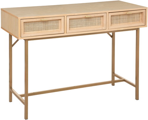 Atmosphera Rayo narrow boho console table with 3 drawers and Viennese weave - Console Table - Main image