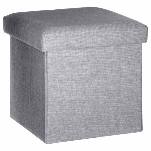 Atmosphera Folding, elegant and practical stool with storage, 38 × 38 × 38 cm, grey - Ottoman - Main image