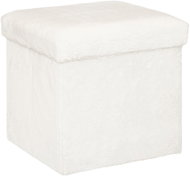 Atmosphera Storage pouf EZZIO, fabric, with boucle effect, 38 × 38 × 38 cm, white - Ottoman