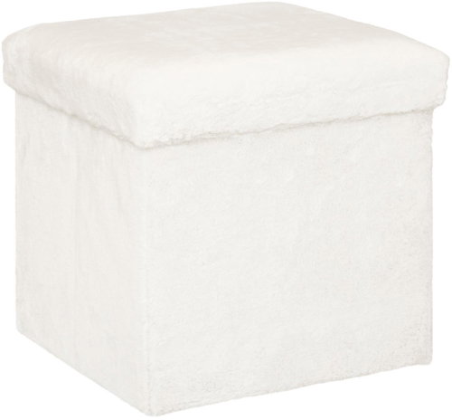 Atmosphera Storage pouf EZZIO, fabric, with boucle effect, 38 × 38 × 38 cm, white - Ottoman - Main image