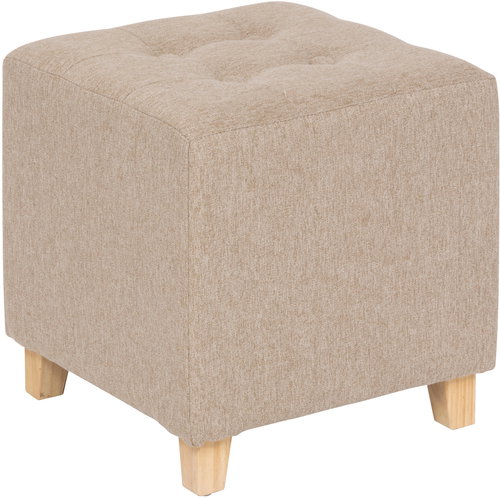 Atmosphera Quilted stool on legs LEANDRE, 35 × 35 cm, beige - Ottoman - Main image