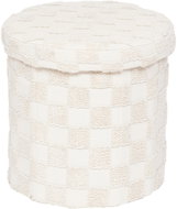 Atmosphera Round folding stool PASTI, tufted, diameter 38 cm, white - Ottoman