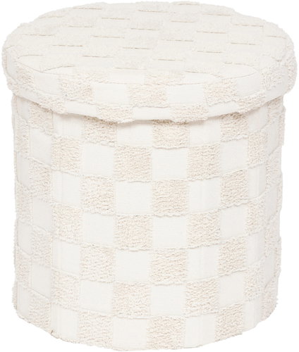 Atmosphera Round folding stool PASTI, tufted, diameter 38 cm, white - Ottoman - Main image