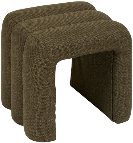Atmosphera Upholstered SISCO curved stool, 43 × 42 × 44 cm, green - Ottoman - Main image