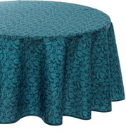 Atmosphera Round tablecloth, grey-green with leaf print, 180 cm - Tablecloth