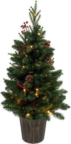 Atmosphera, Artificial tree in KAPPI pot with lights, 96 cm - Christmas Tree - Main image