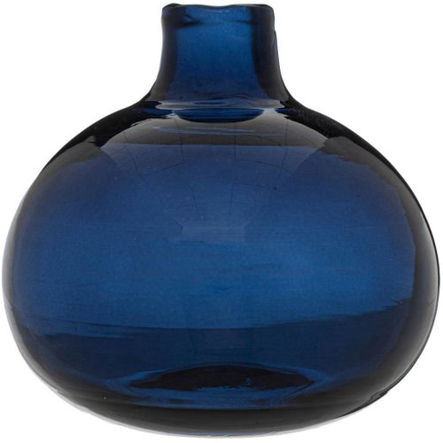 Atmosphera Coloured glass vase, diameter 12 cm, blue - Vase - Main image
