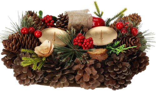 Home Styling Collection Christmas pinecone candle holder, 26 cm - Wreath - Main image