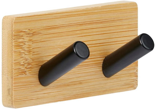 5FIVE SIMPLY SMART Věšák Stiky, nástěnný, 2 háčky, bambus, černý, 9 × 4,5 cm - Coat Hanger - Main image